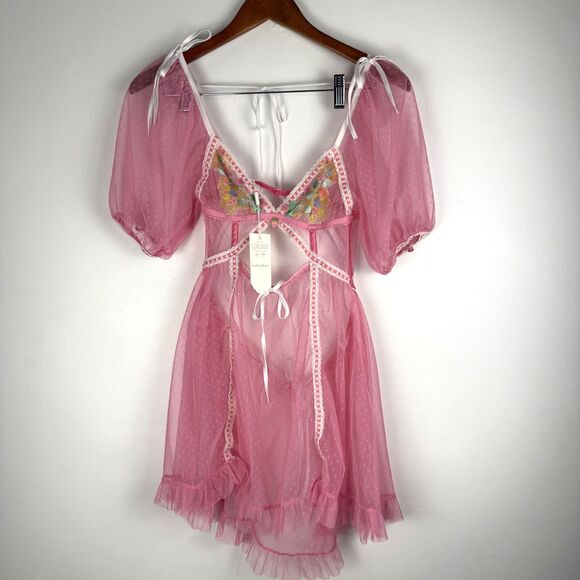 For Love & Lemons x Victoria Secret Sheer Pink Babydoll Dress | Spring 2024 - Picture 3 of 9